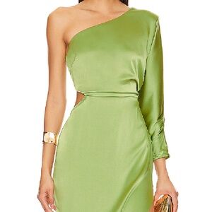 Green Maxi Dress with One Shoulder